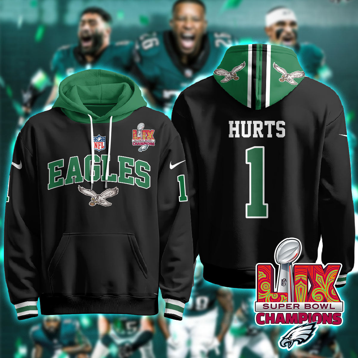 PHI Super Bowl LIX Champions Hoodie-DTD
