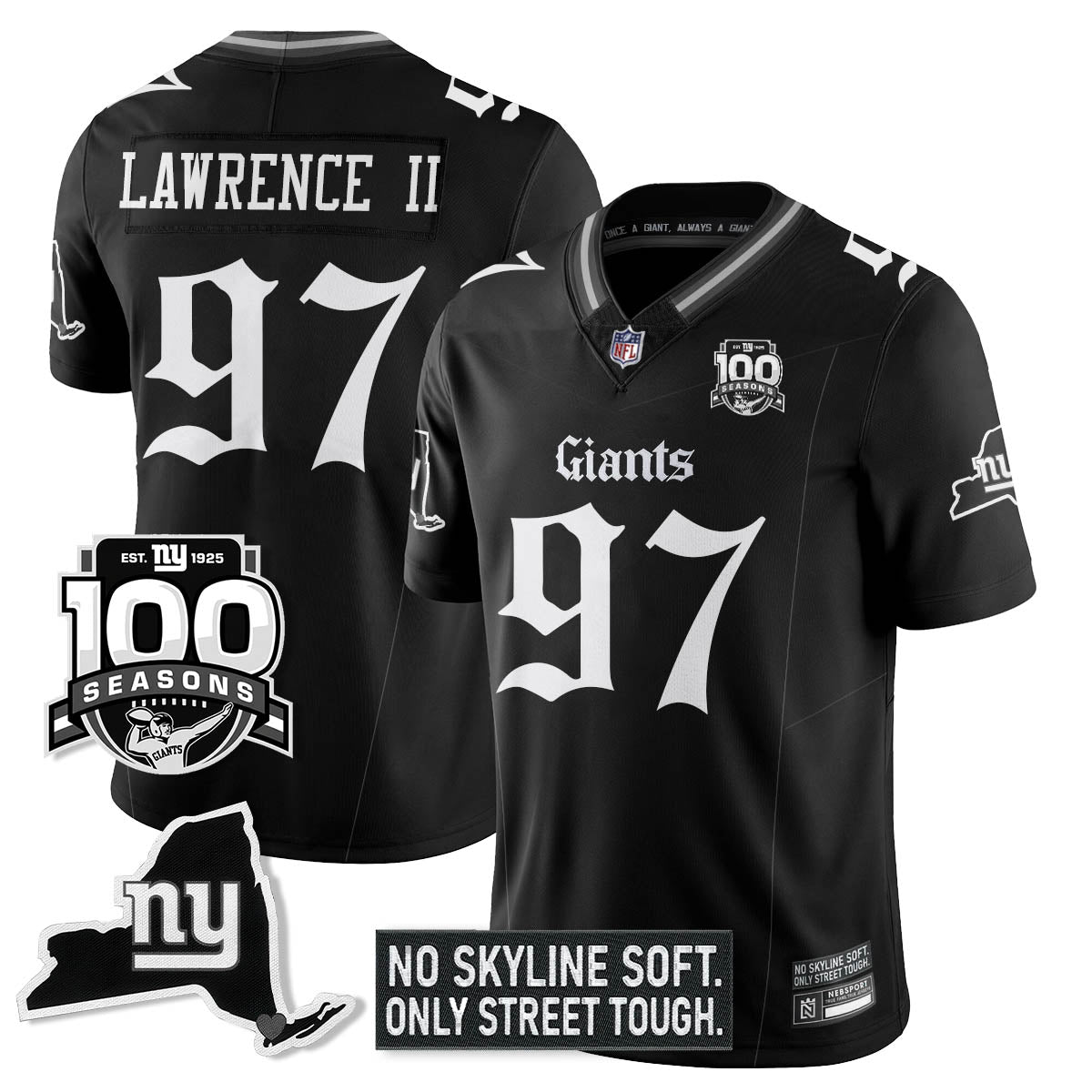 NYG 100th Seasons 'Gothic Gotham Edition' Vapor Limited Jersey - All Stitched-DTD
