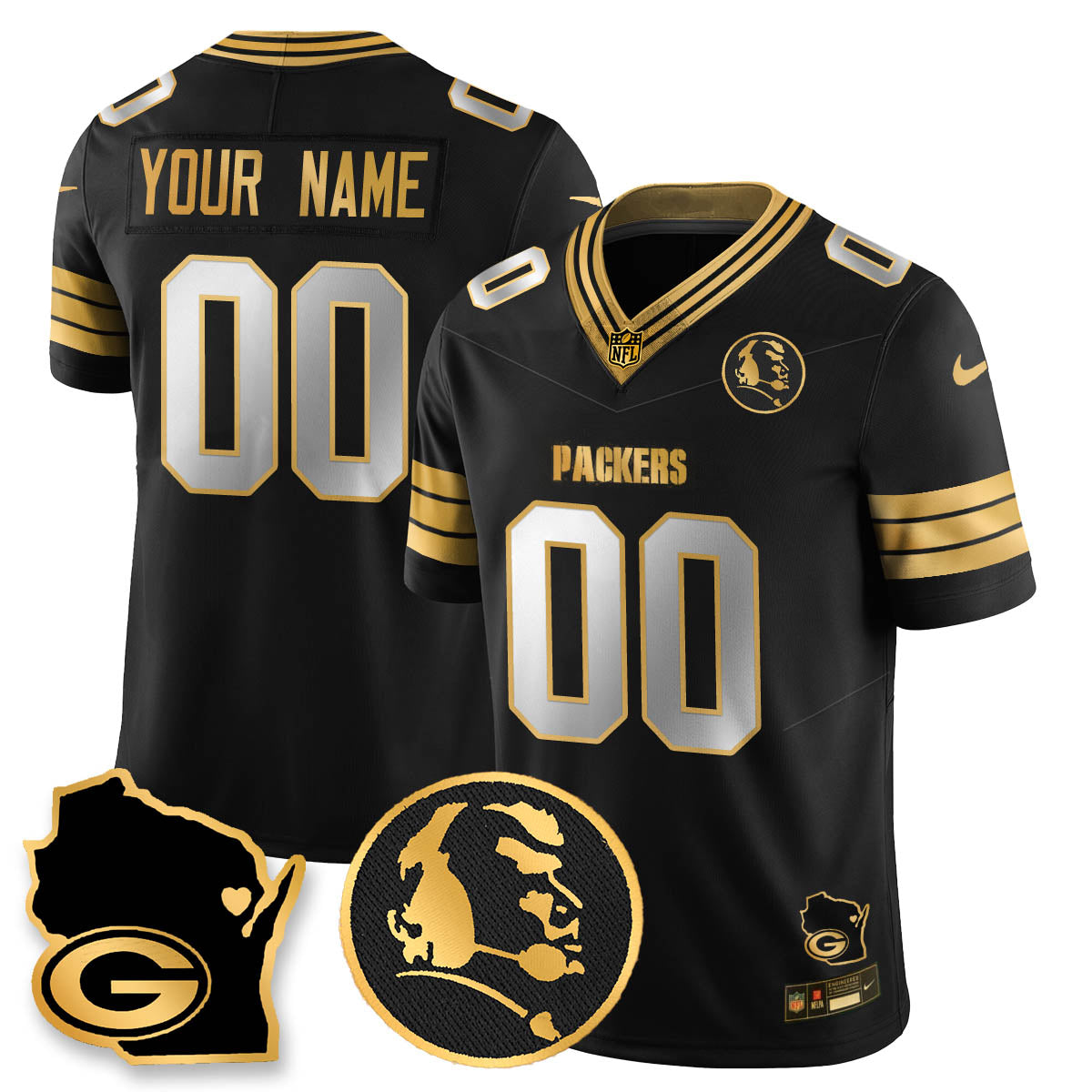 GB 4-Time Champions Vapor Limited Jersey - John Madden Patch - All Stitched-DTD