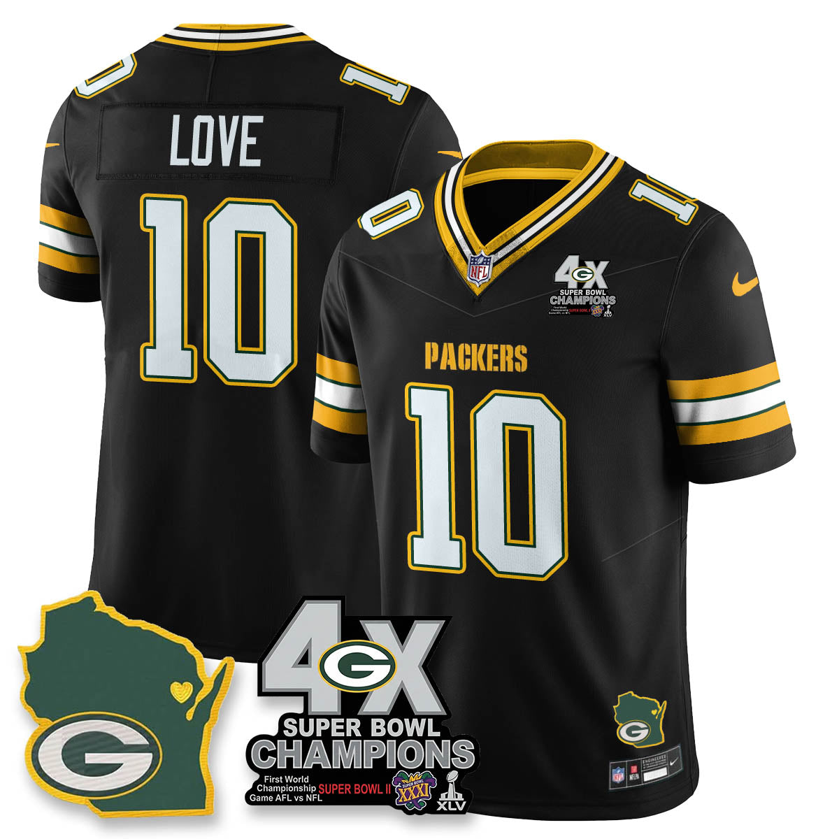 GB 4-Time Champions Patch Vapor Limited Jersey - All Stitched-DTD