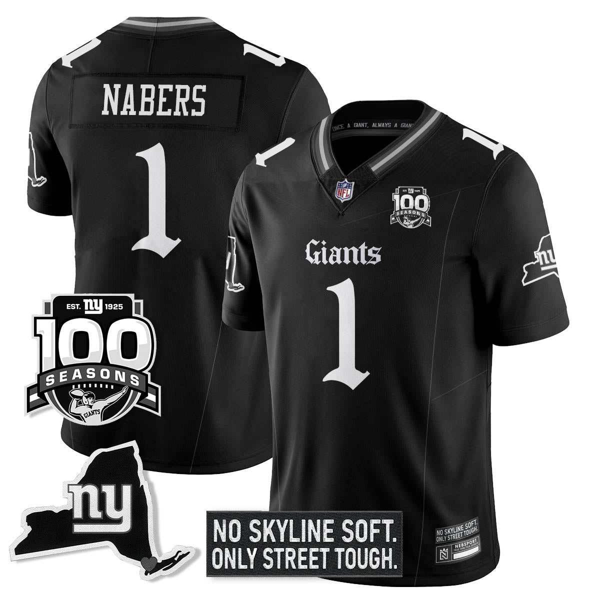 NYG 100th Seasons 'Gothic Gotham Edition' Vapor Limited Jersey - All Stitched-DTD