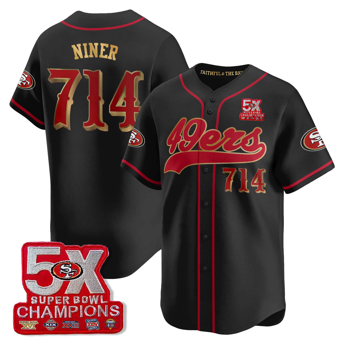 SF 5-Time Champions Patch Vapor Baseball Jersey - All Stitched-DTD