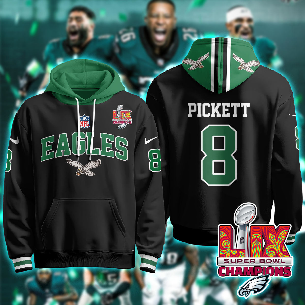 PHI Super Bowl LIX Champions Hoodie-DTD