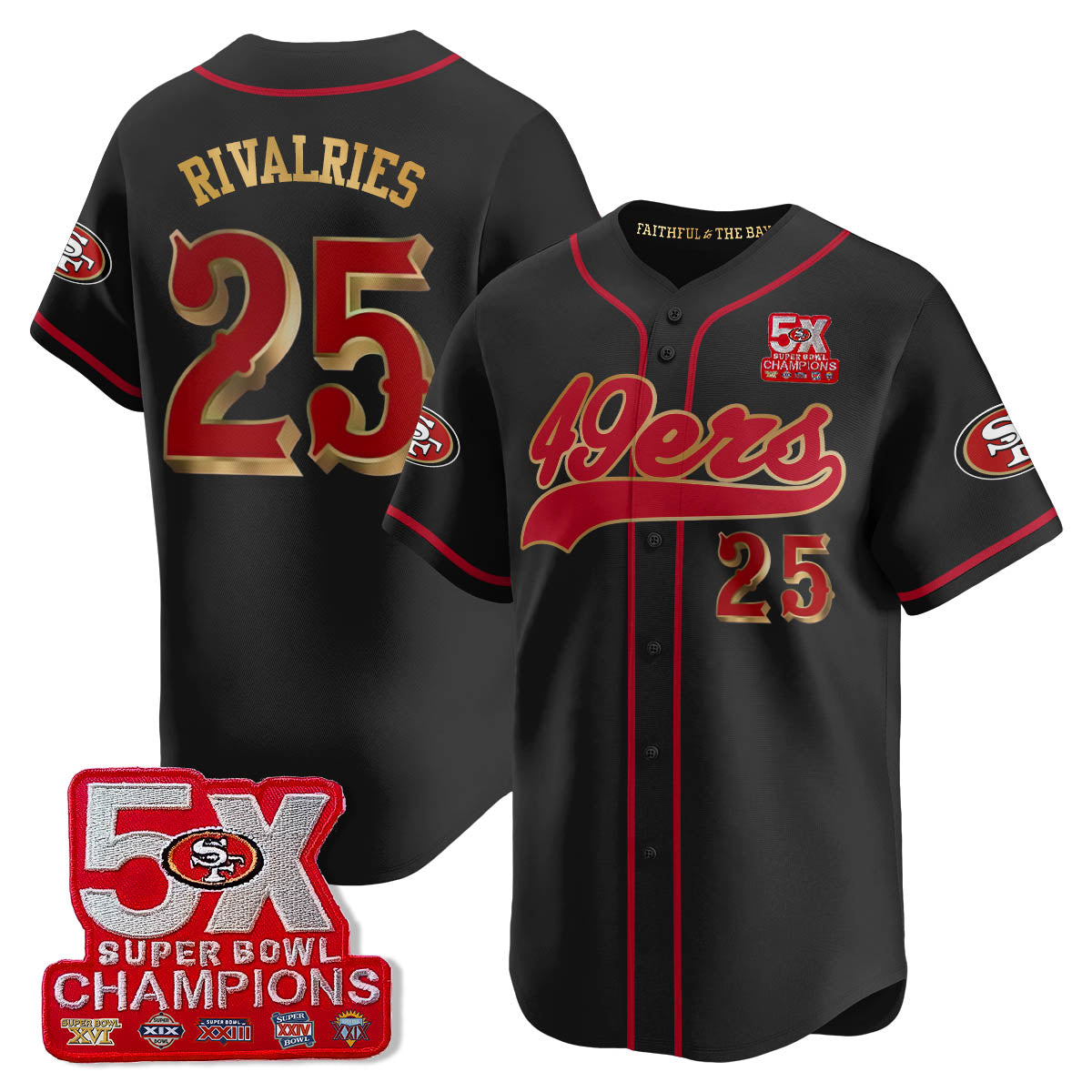 SF 5-Time Champions Patch Vapor Baseball Jersey - All Stitched-DTD