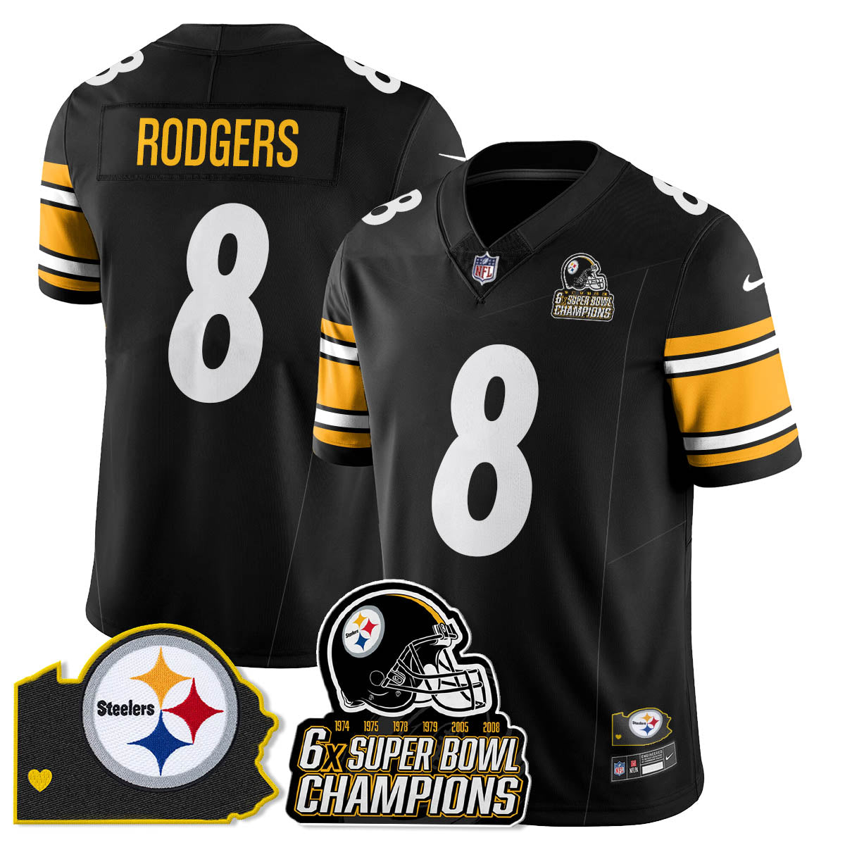 PIT 6-Time Champions Patch Vapor Limited Jersey - All Stitched-DTD