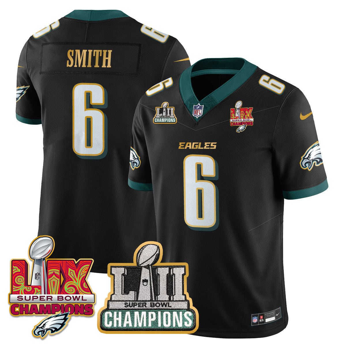 PHI LII-LIX Super Bowl Champions Vapor Limited Gold Jersey - All Stitched-DTD