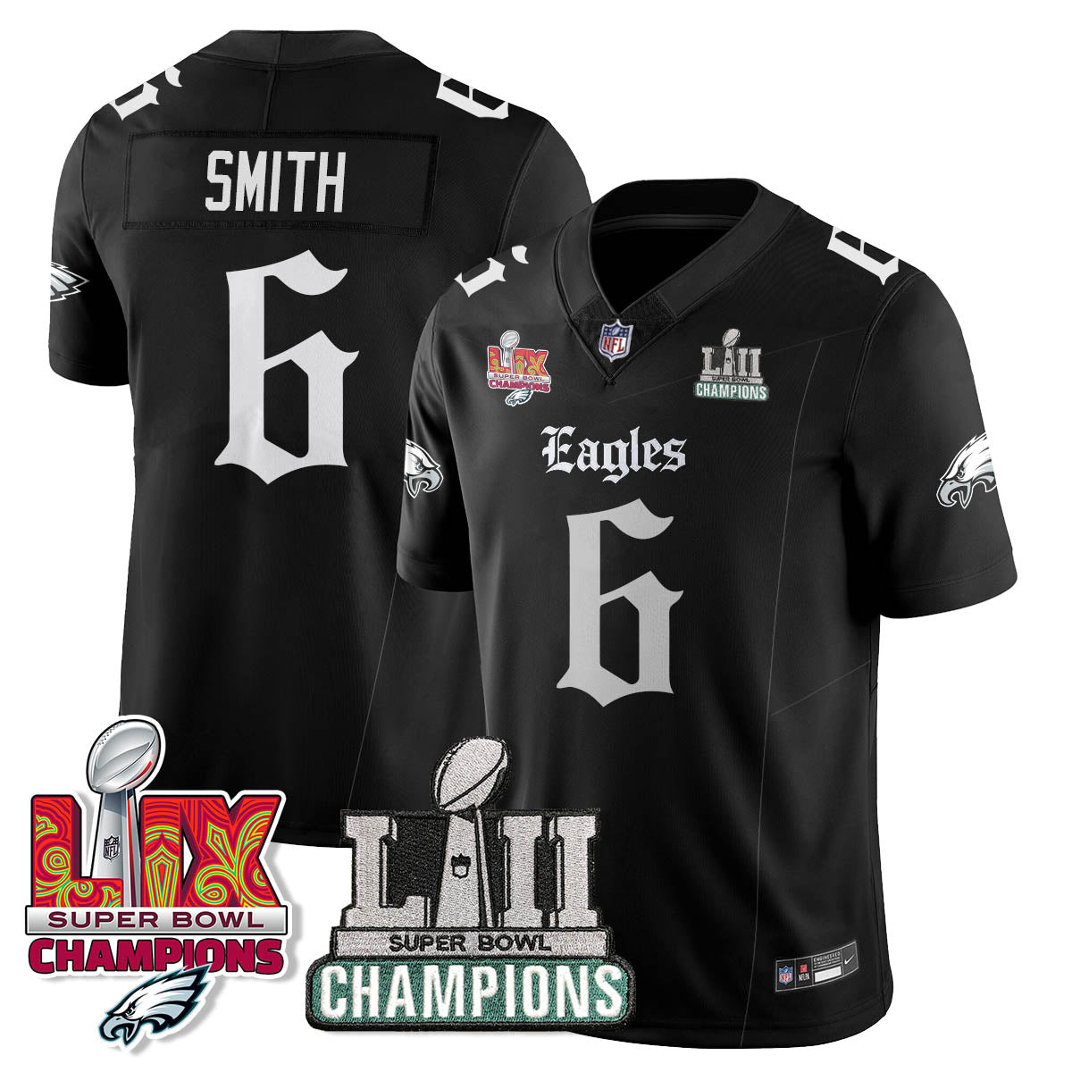 PHI 'Gothic Philly' LII-LIX Super Bowl Champions Vapor Limited Jersey - All Stitched-DTD