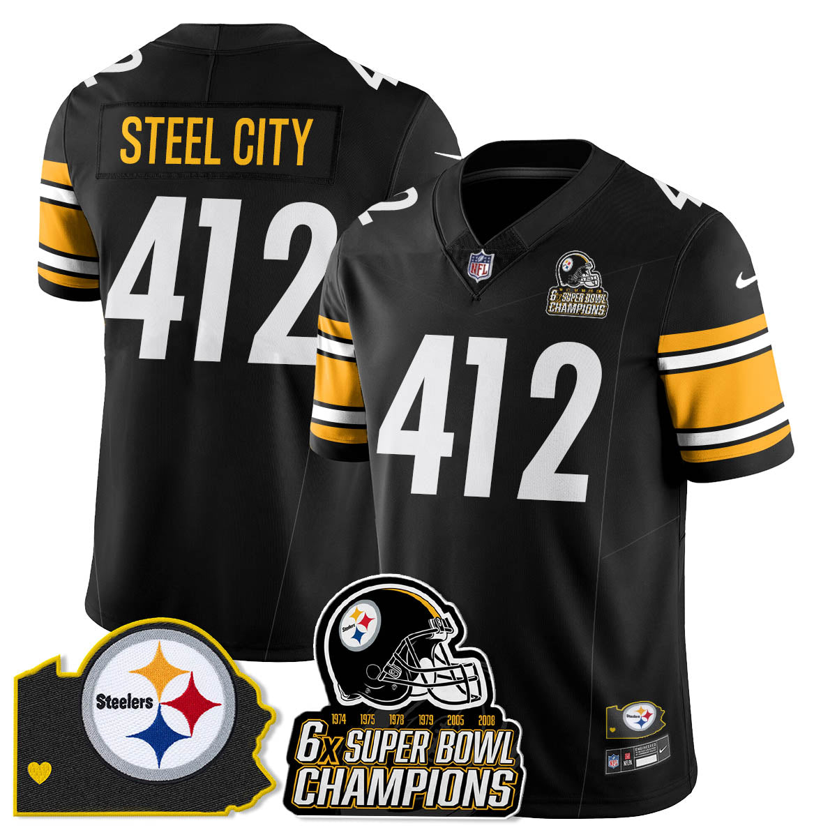 PIT 6-Time Champions Patch Vapor Limited Jersey - All Stitched-DTD