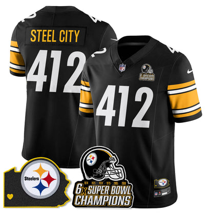 PIT 6-Time Champions Patch Vapor Limited Jersey - All Stitched-DTD