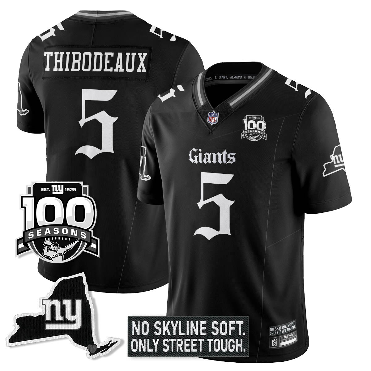 NYG 100th Seasons 'Gothic Gotham Edition' Vapor Limited Jersey - All Stitched-DTD
