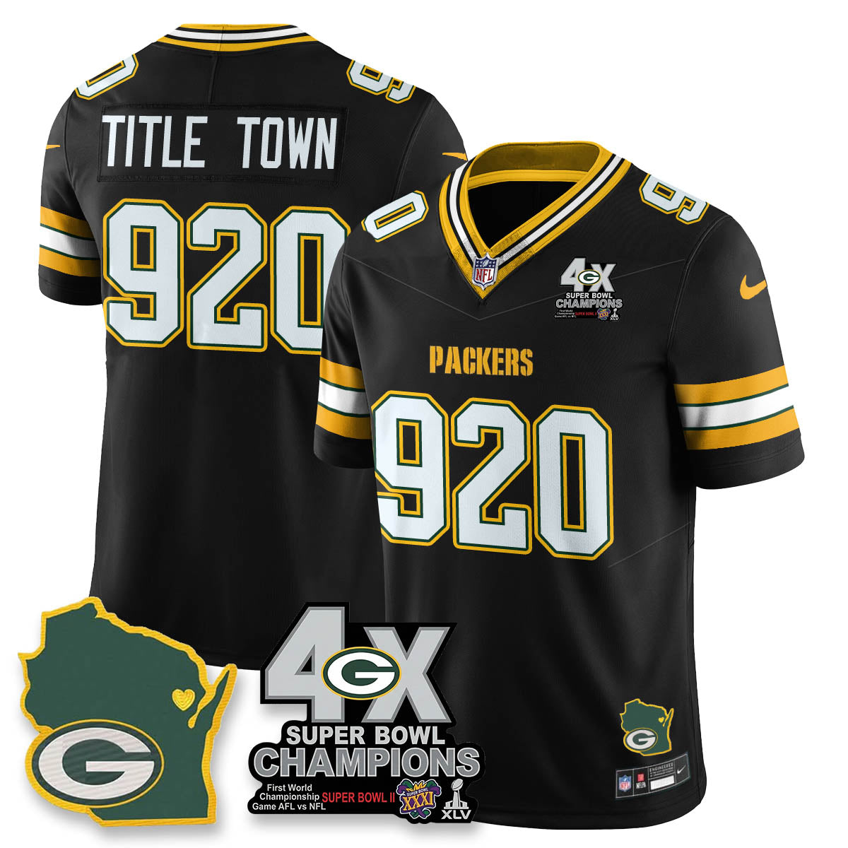 GB 4-Time Champions Patch Vapor Limited Jersey - All Stitched-DTD