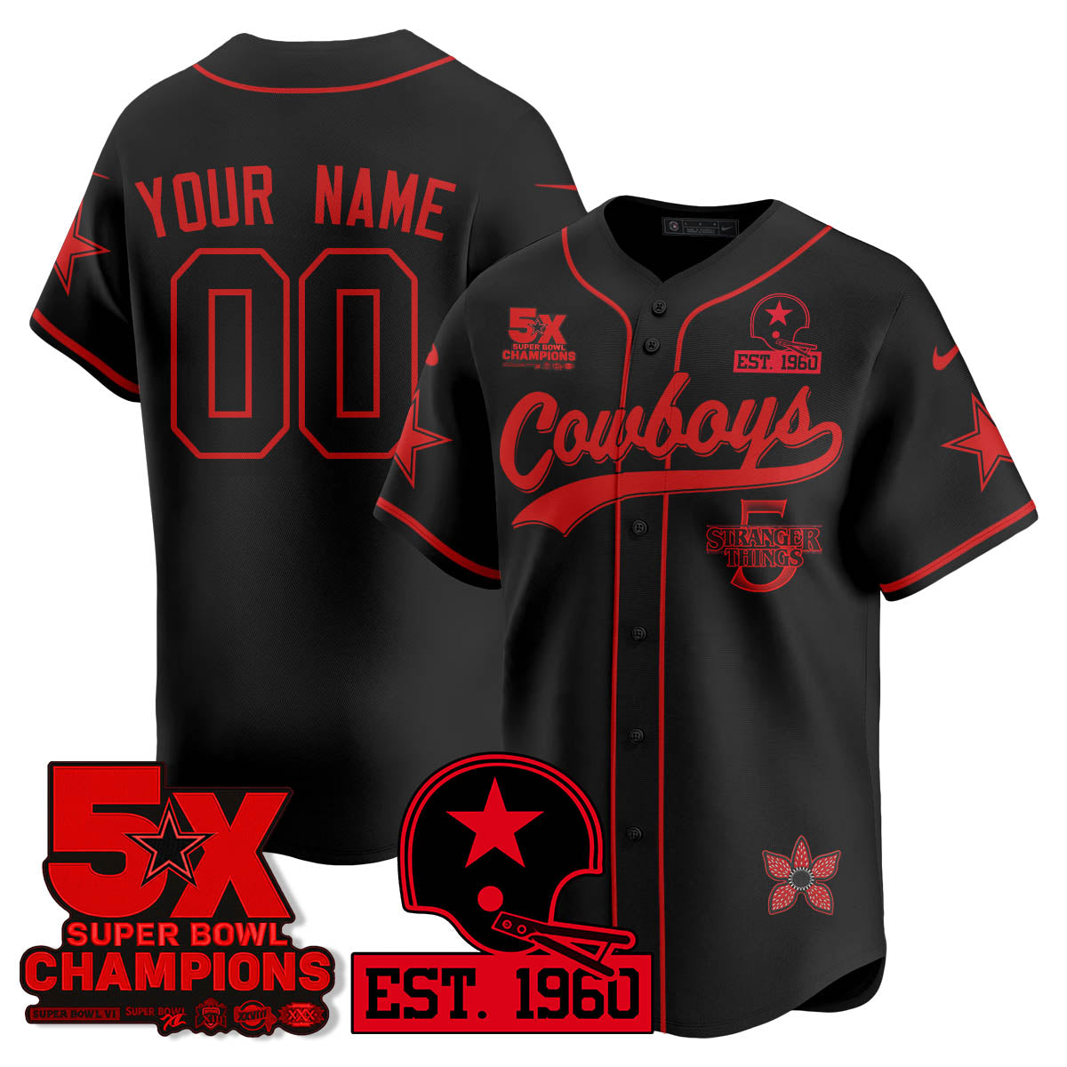 DAL Stranger Things Vapor Limited Baseball Custom Jersey - All Stitched-DTD