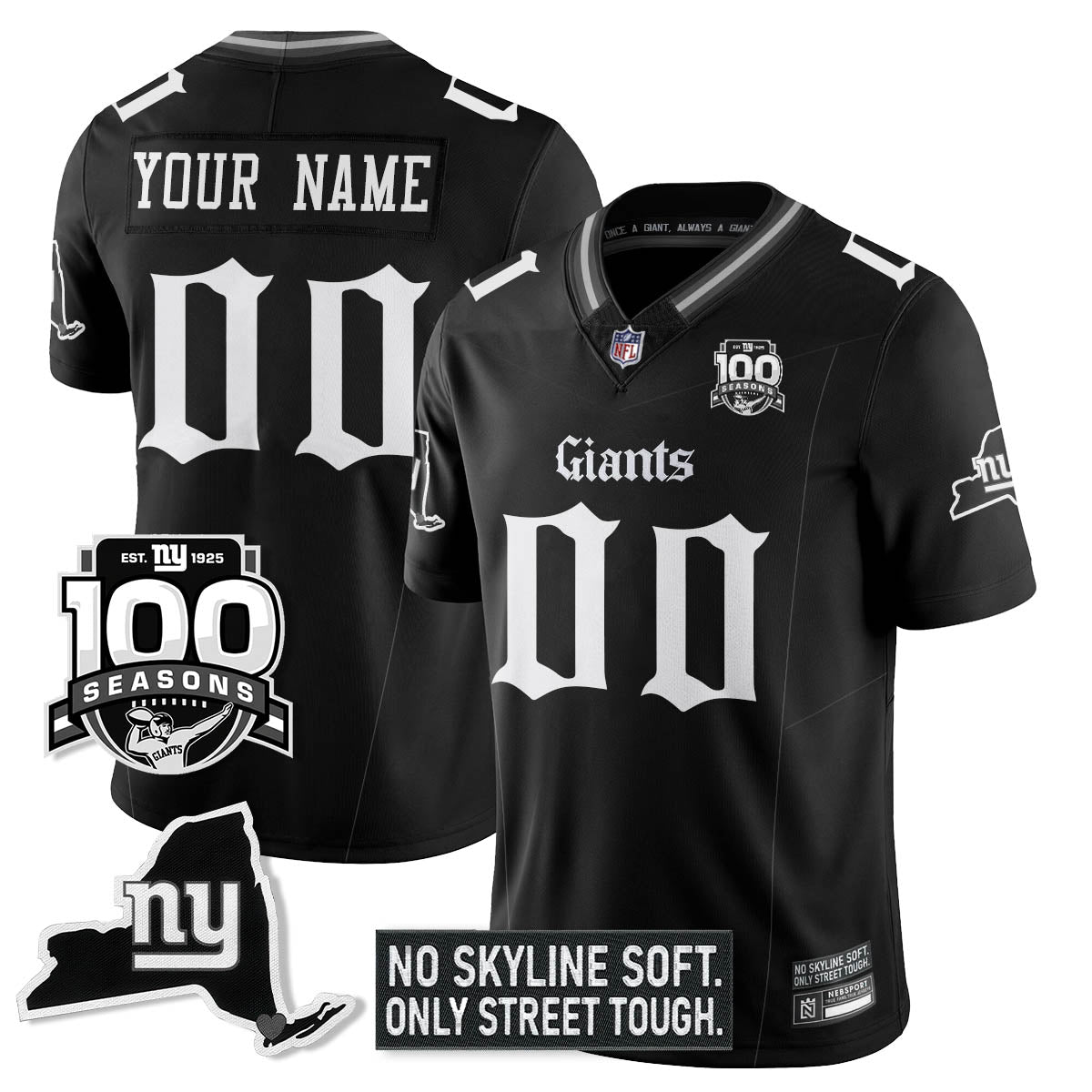 NYG 100th Seasons 'Gothic Gotham Edition' Vapor Limited Jersey - All Stitched-DTD