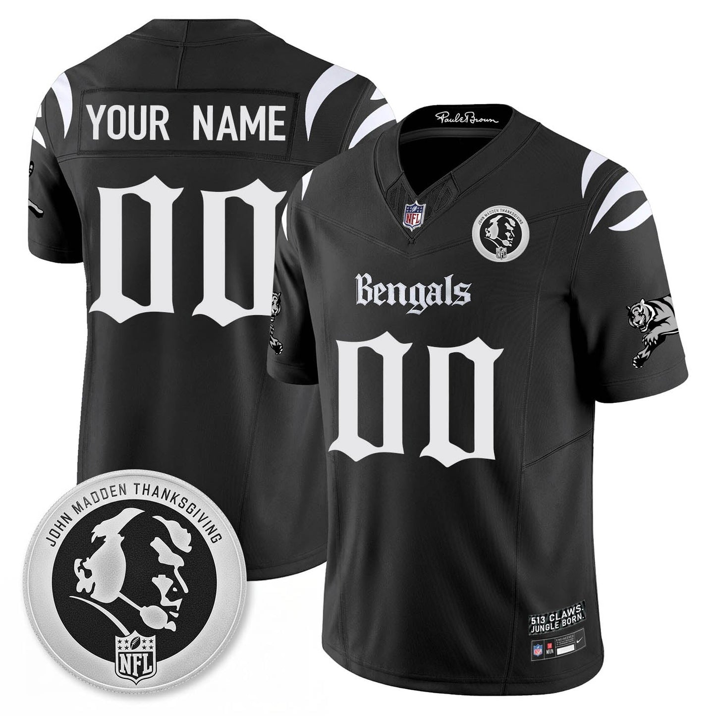 CIN Gothic Vapor Limited Custom Jersey - John Madden Patch - All Stitched-DTD