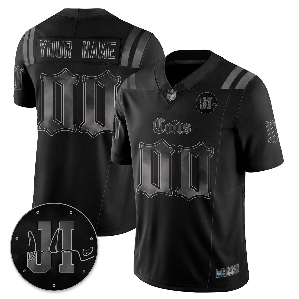 Custom IND 'Dark Gothic' Vapor Limited Jersey - Jim Irsay Patch - All Stitched-DTD