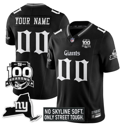 Custom NYG 100th Seasons 'Gothic Gotham Edition' Vapor Limited Jersey - All Stitched-DTD