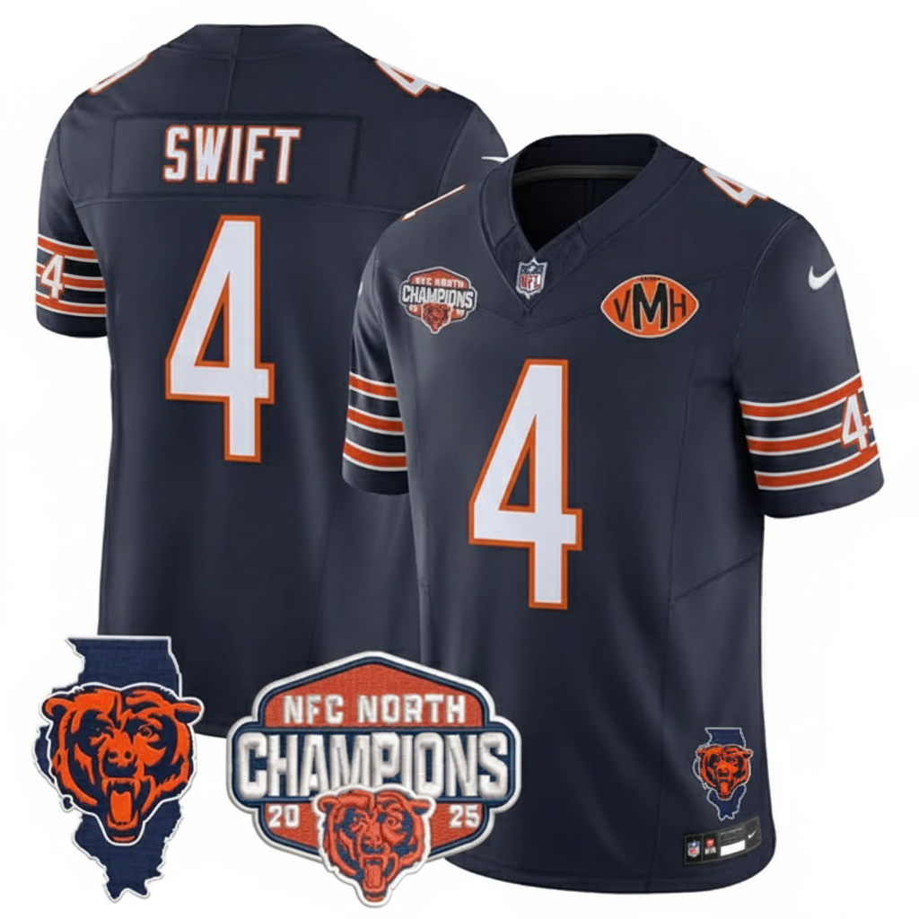 CHI 2025 NFC North Champions Patch Jersey V2 - All Stitched-DTD