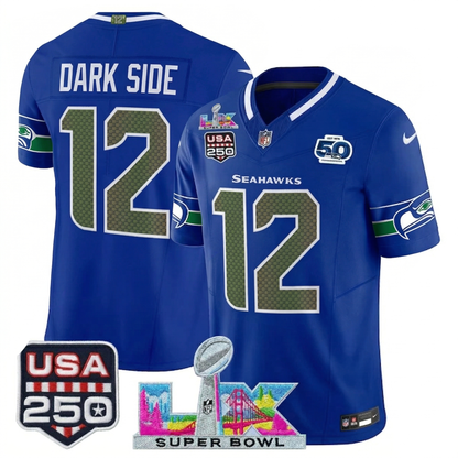 SEA "Super Bowl LX & United States 250th Anniversary Patch" Vapor Limited Jersey - All Stitched-DTD