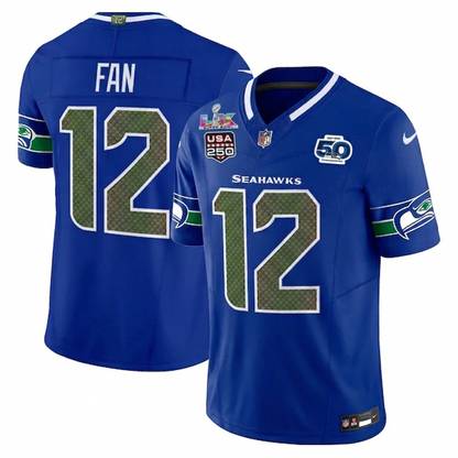 SEA "Super Bowl LX & United States 250th Anniversary Patch" Vapor Limited Jersey - All Stitched-DTD