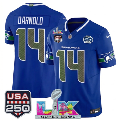 SEA "Super Bowl LX & United States 250th Anniversary Patch" Vapor Limited Jersey - All Stitched-DTD
