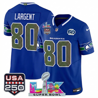 SEA "Super Bowl LX & United States 250th Anniversary Patch" Vapor Limited Jersey - All Stitched-DTD