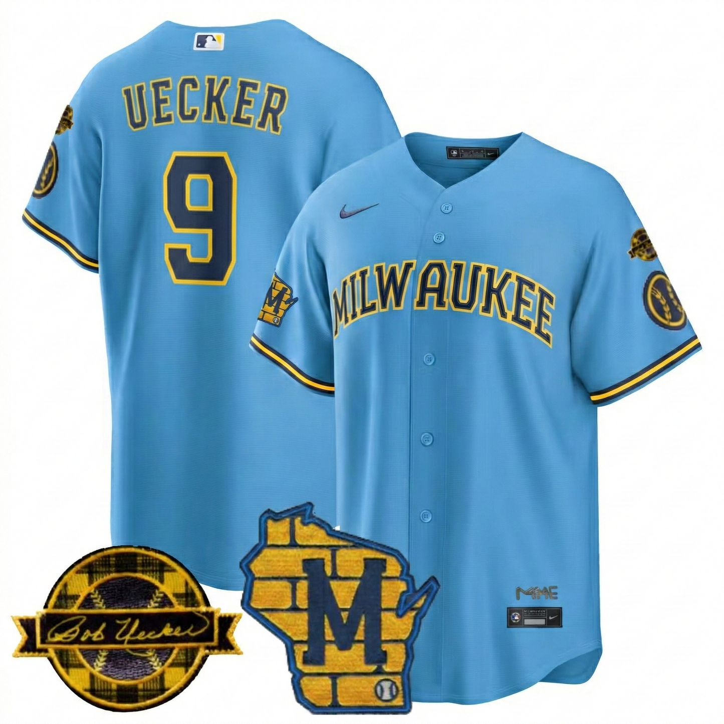 MIL Bob Uecker Patch Vapor Limited Jersey - All Stitched-DTD