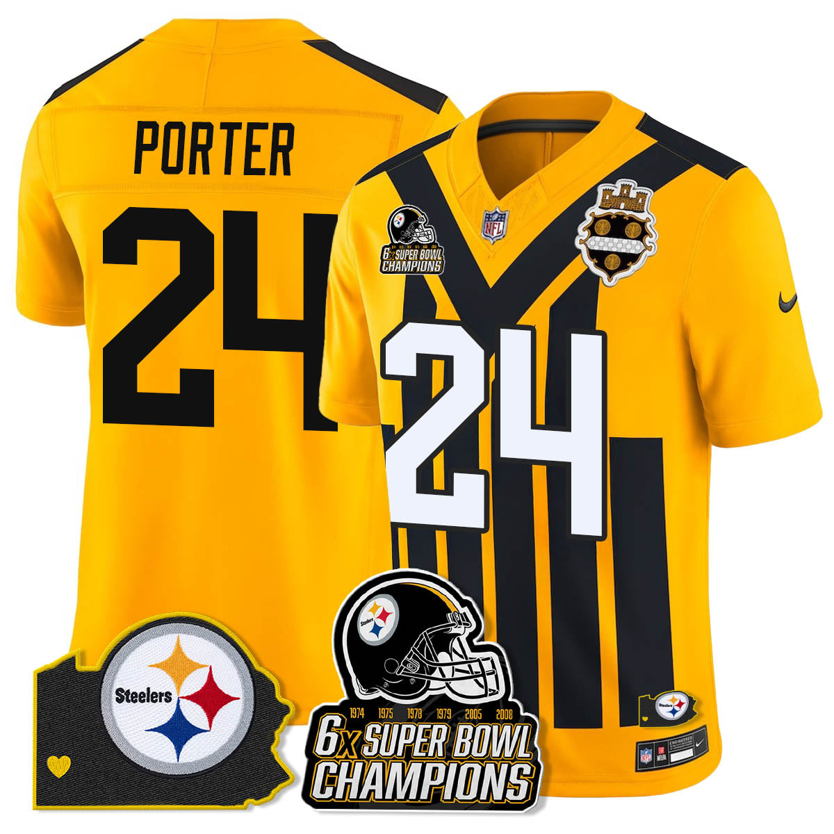 PIT 6-Time Champions Patch Vapor Limited Jersey - All Stitched-DTD