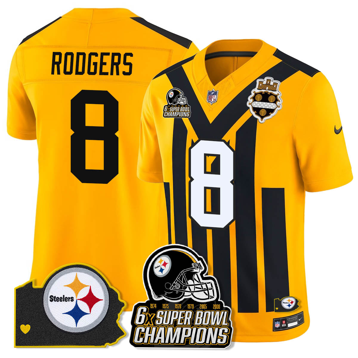 PIT 6-Time Champions Patch Vapor Limited Jersey - All Stitched-DTD