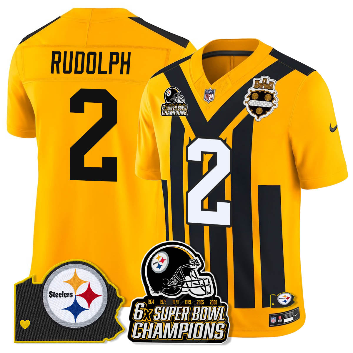 PIT 6-Time Champions Patch Vapor Limited Jersey - All Stitched-DTD