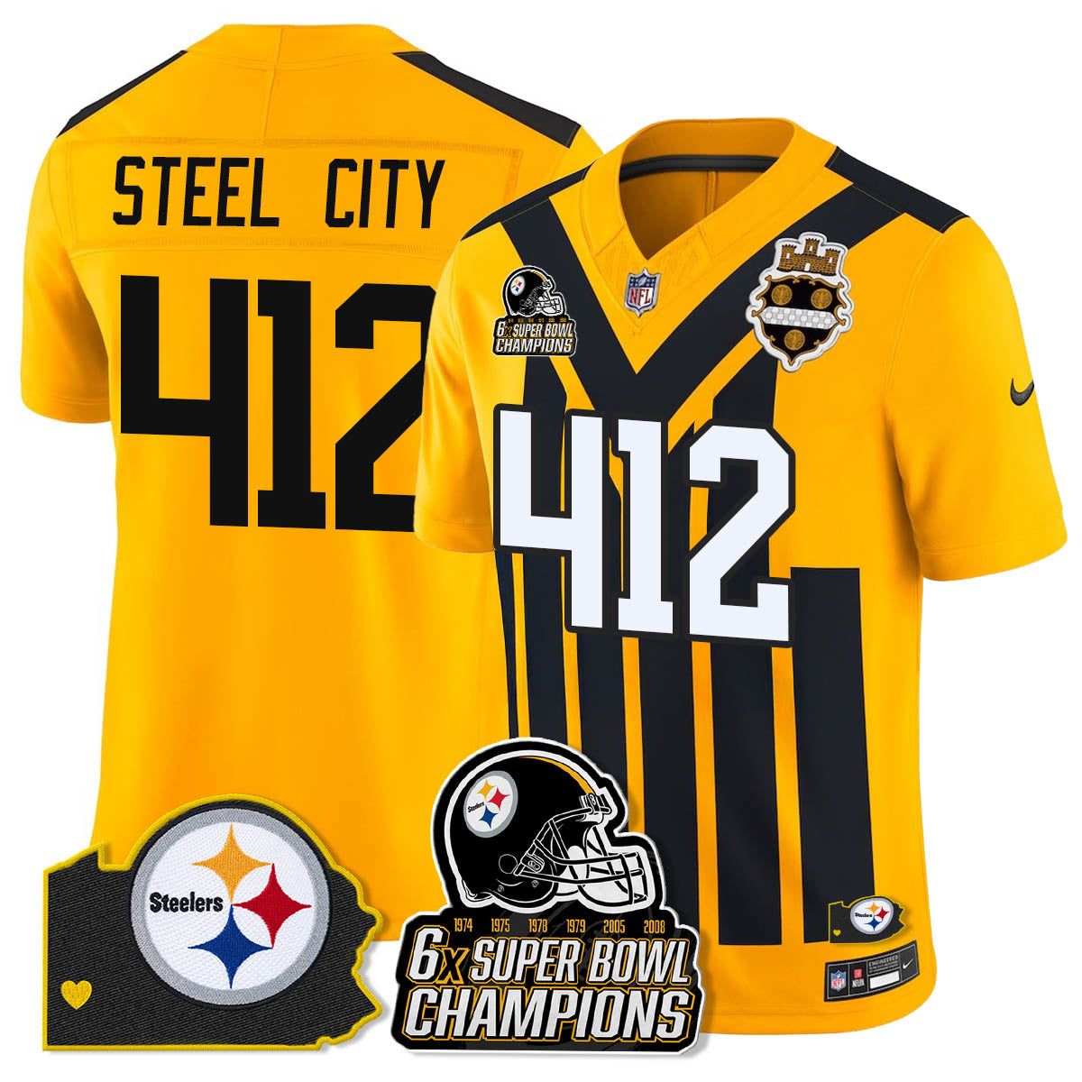PIT 6-Time Champions Patch Vapor Limited Jersey - All Stitched-DTD