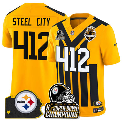 PIT 6-Time Champions Patch Vapor Limited Jersey - All Stitched-DTD