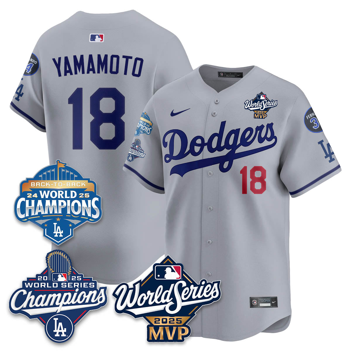 Yoshinobu Yamamoto LAD 2025 World Series MVP Jersey - All Stitched-DTD