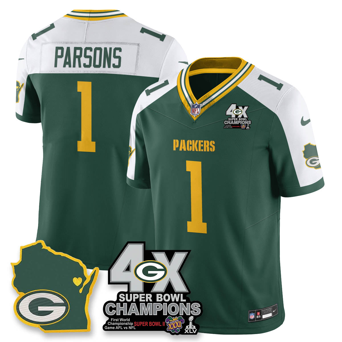 GB 4-Time Champions Patch Vapor Limited Jersey - All Stitched-DTD