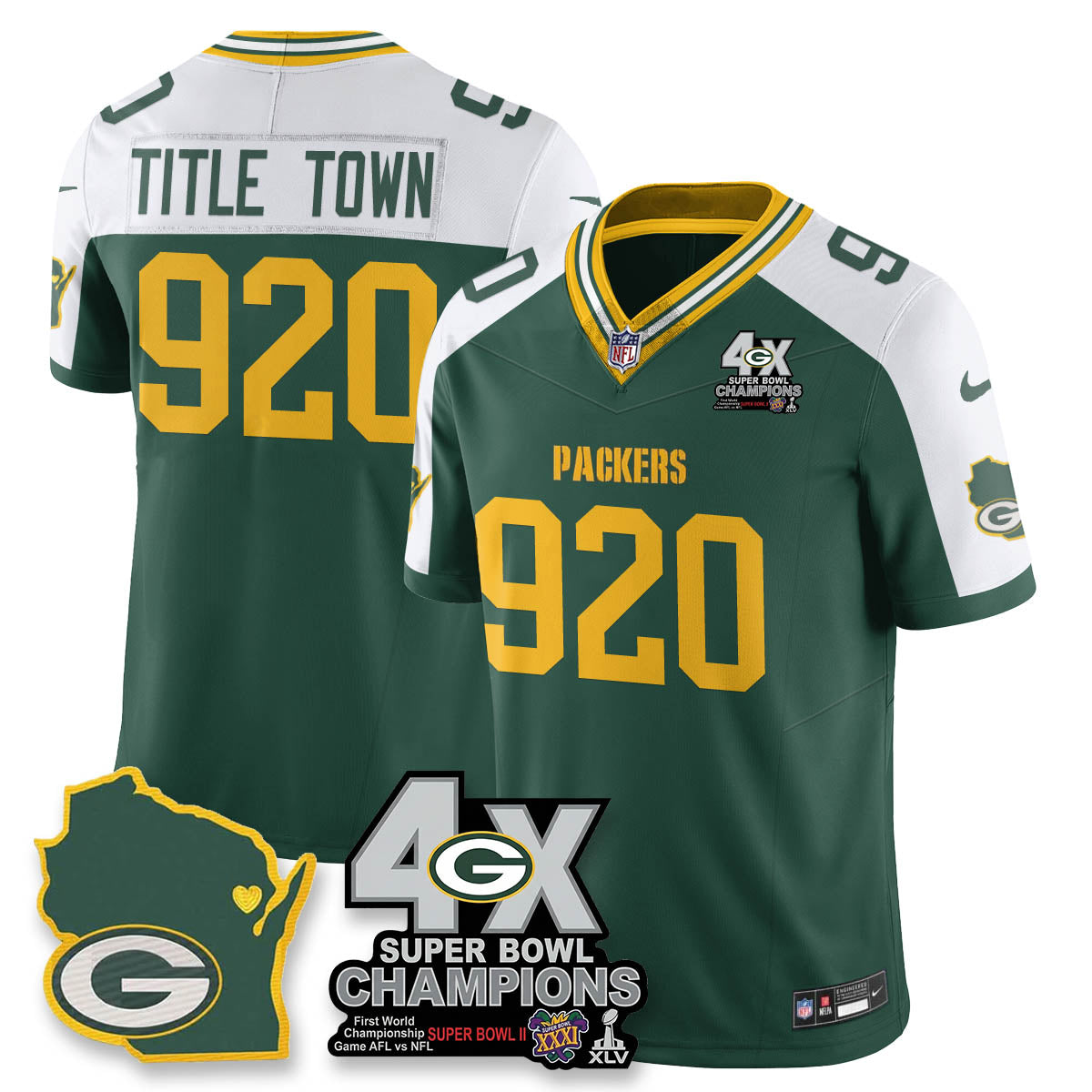 GB 4-Time Champions Patch Vapor Limited Jersey - All Stitched-DTD
