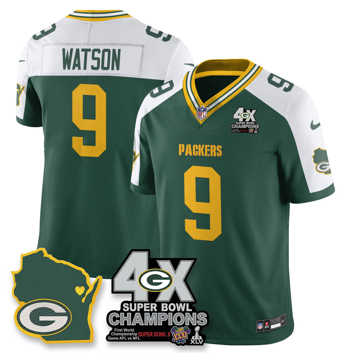 GB 4-Time Champions Patch Vapor Limited Jersey - All Stitched-DTD