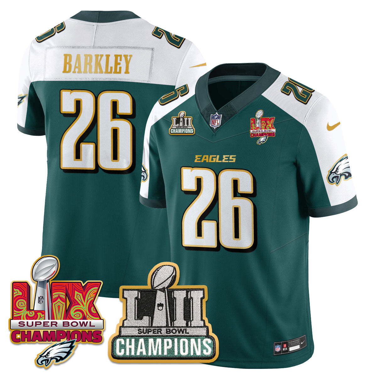 PHI LII-LIX Super Bowl Champions Vapor Limited Gold Jersey - All Stitched-DTD