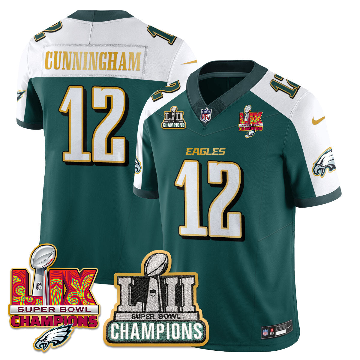 PHI LII-LIX Super Bowl Champions Vapor Limited Gold Jersey - All Stitched-DTD