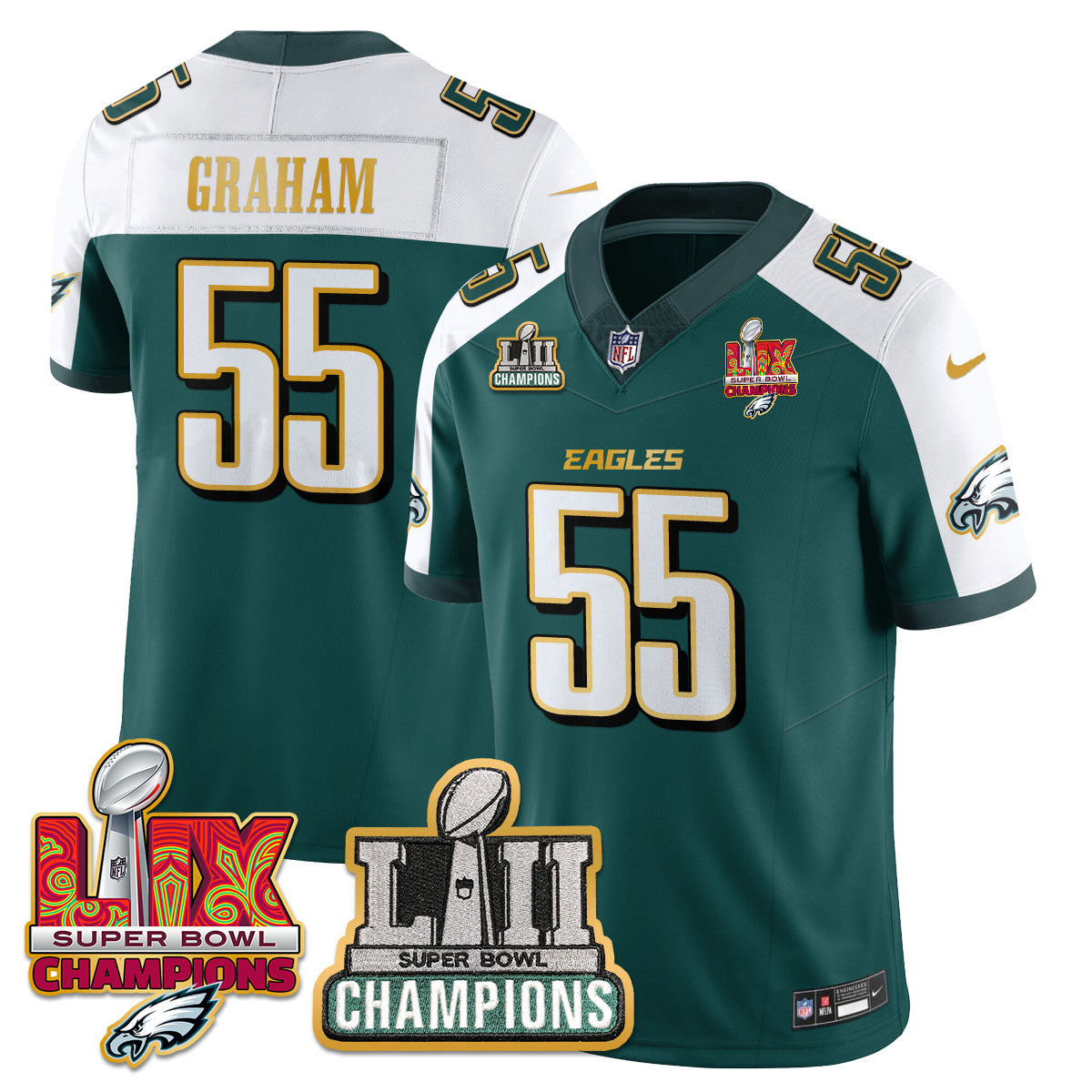PHI LII-LIX Super Bowl Champions Vapor Limited Gold Jersey - All Stitched-DTD