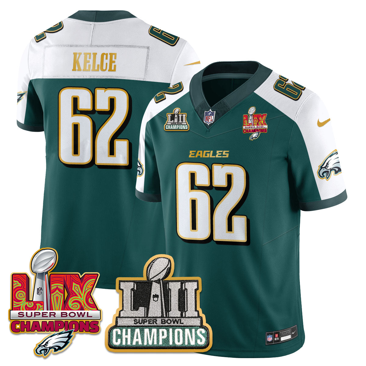 PHI LII-LIX Super Bowl Champions Vapor Limited Gold Jersey - All Stitched-DTD