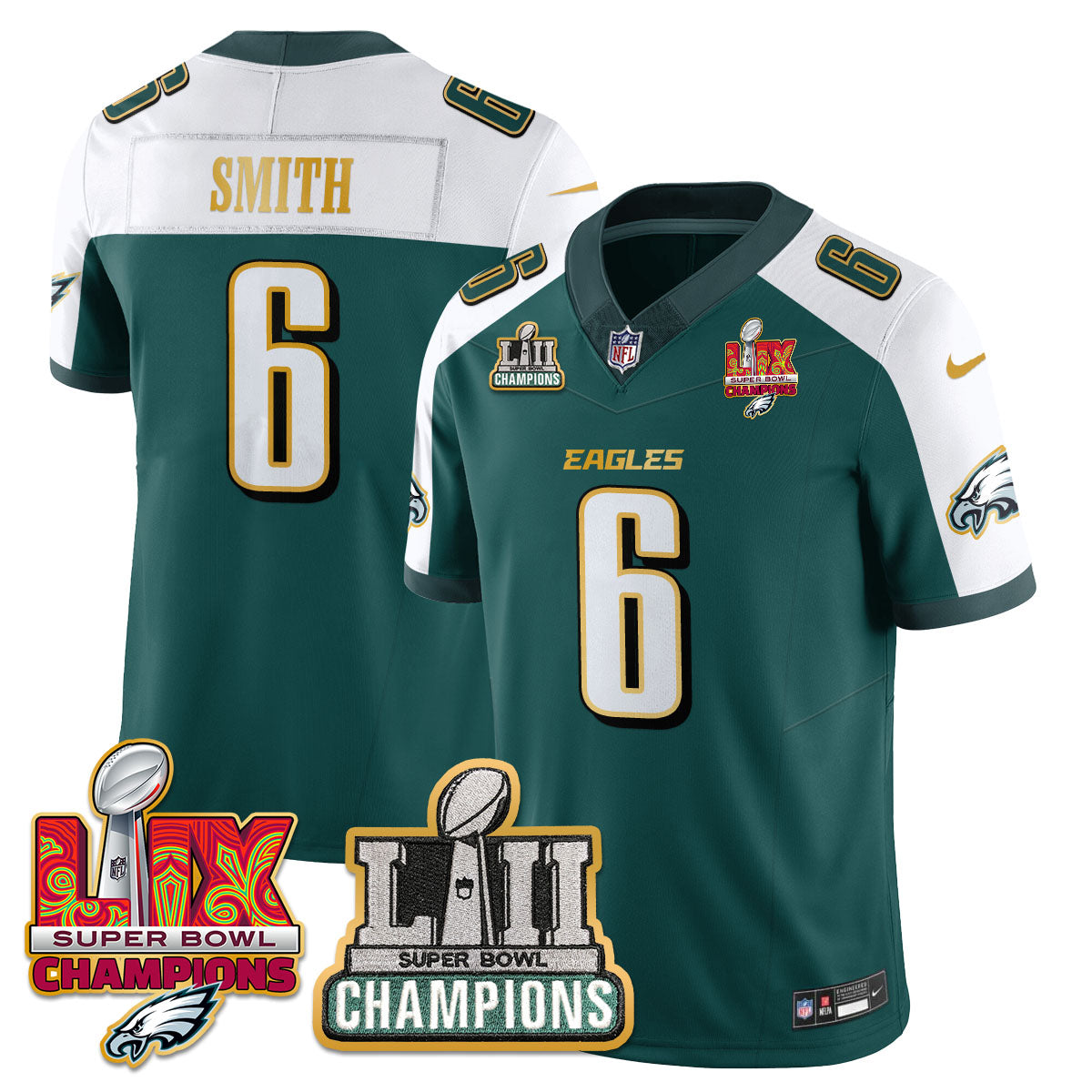 PHI LII-LIX Super Bowl Champions Vapor Limited Gold Jersey - All Stitched-DTD