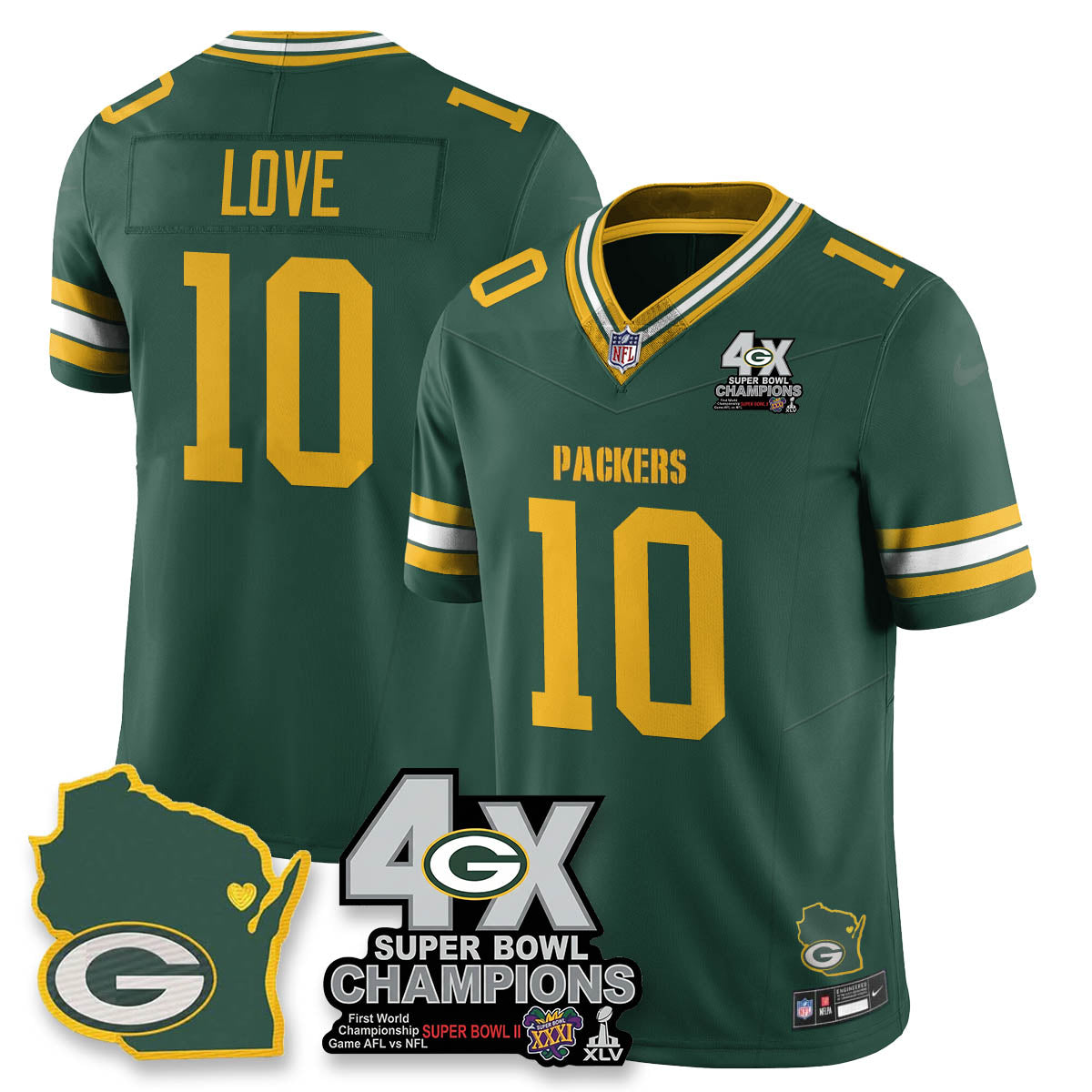 GB 4-Time Champions Patch Vapor Limited Jersey - All Stitched-DTD