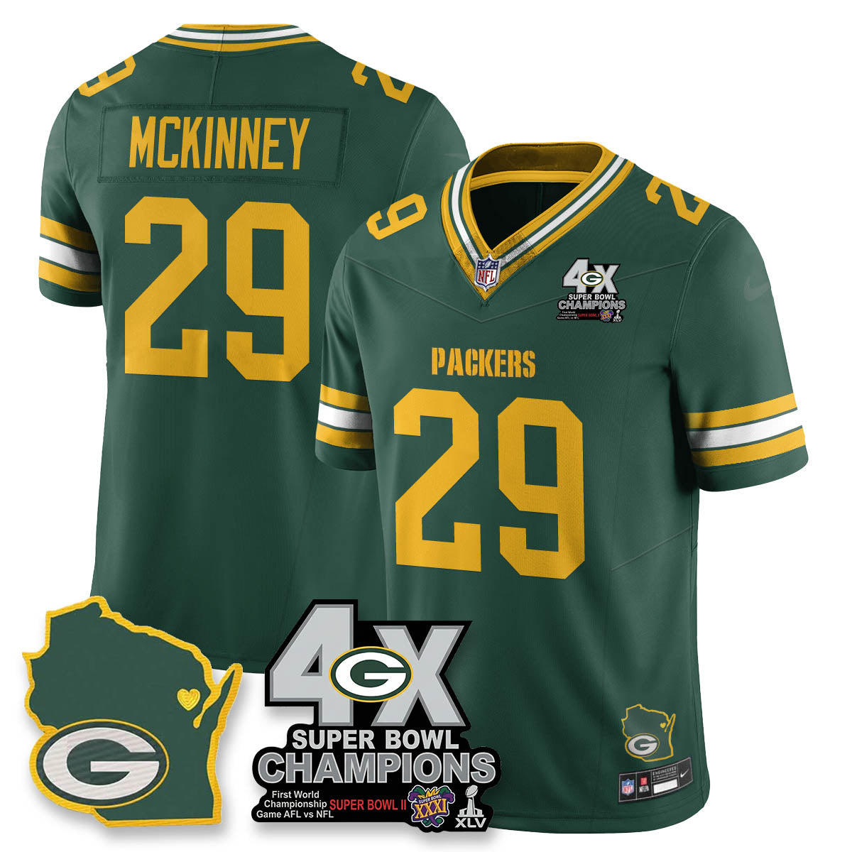 GB 4-Time Champions Patch Vapor Limited Jersey - All Stitched-DTD