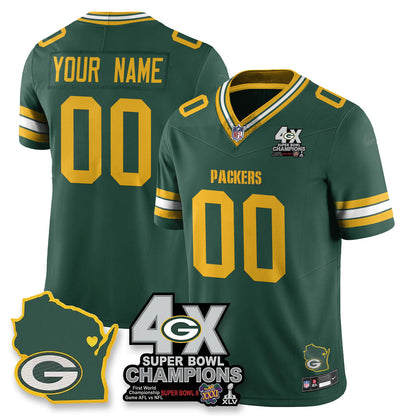 Custom GB 4-Time Champions Patch Vapor Limited Jersey - All Stitched-DTD