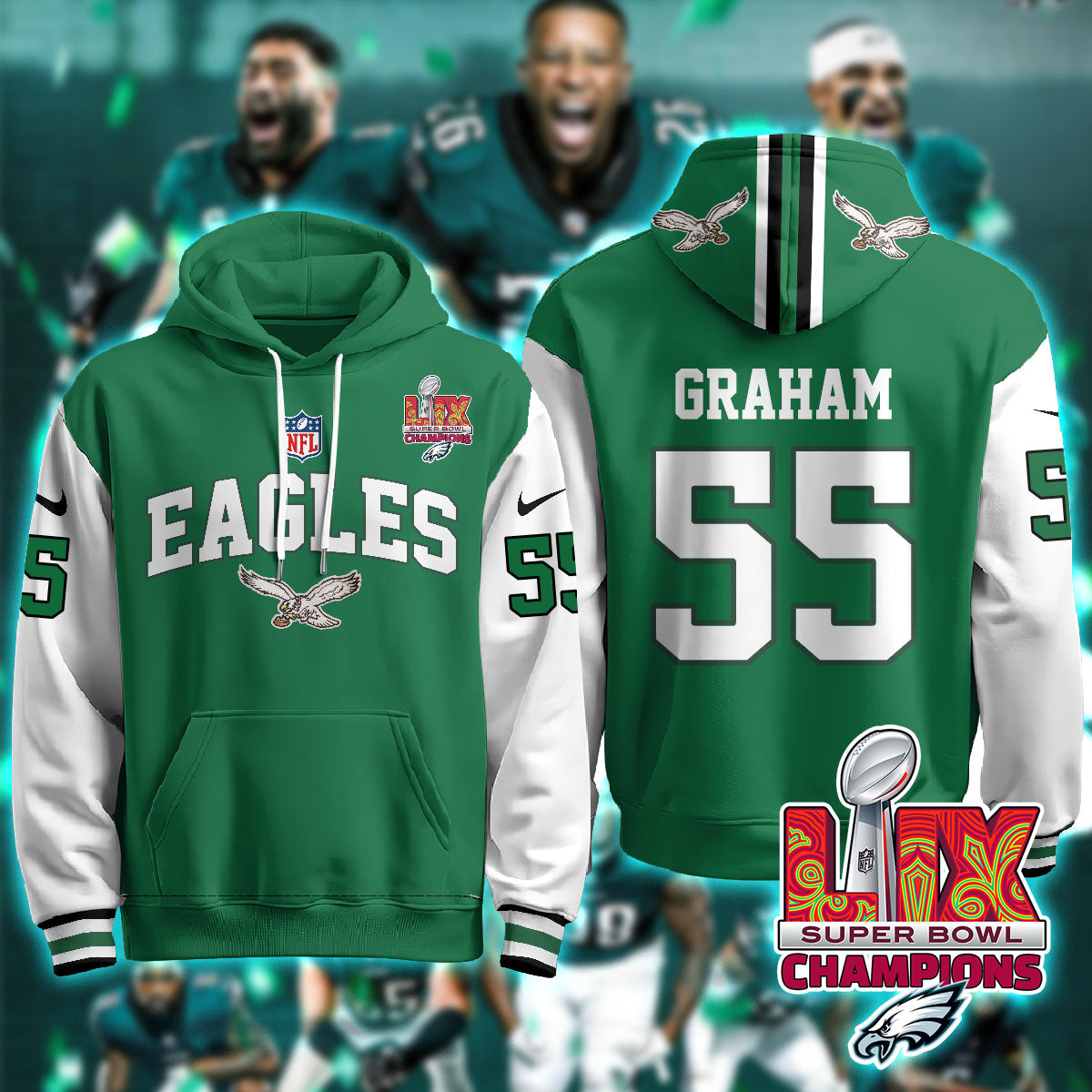 PHI Super Bowl LIX Champions Hoodie-DTD