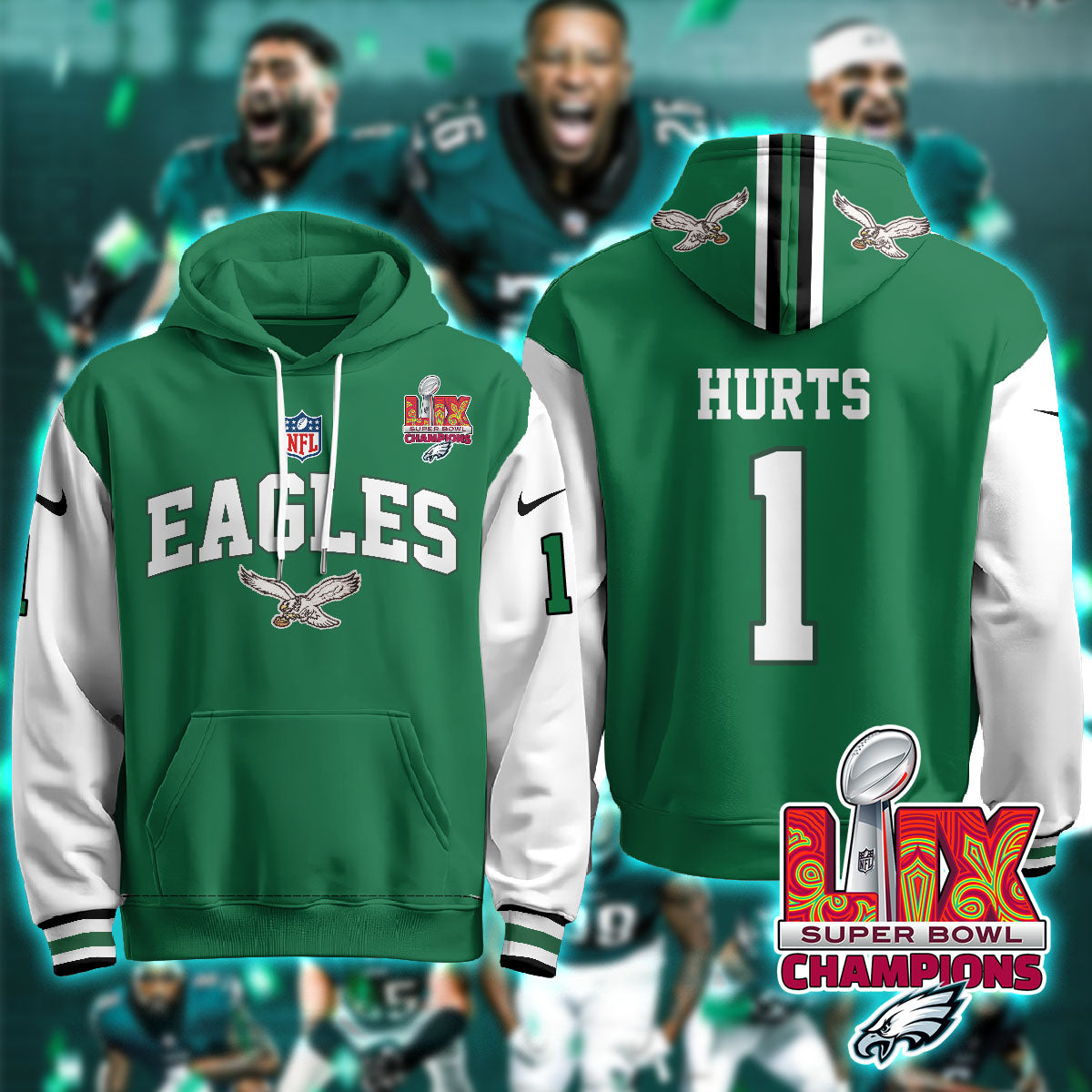 PHI Super Bowl LIX Champions Hoodie-DTD