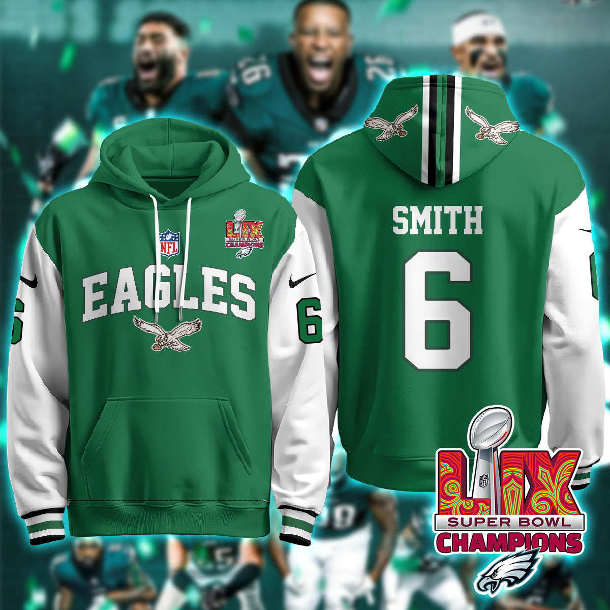 PHI Super Bowl LIX Champions Hoodie-DTD