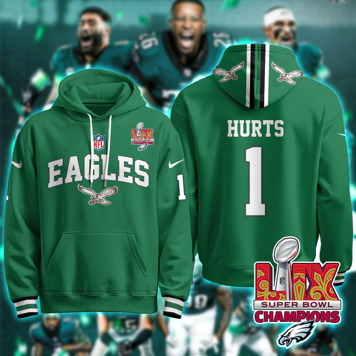 PHI Super Bowl LIX Champions Hoodie-DTD