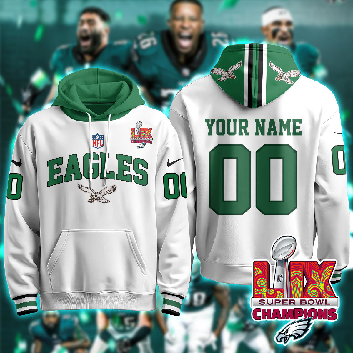 PHI Super Bowl LIX Champions Custom Hoodie-DTD