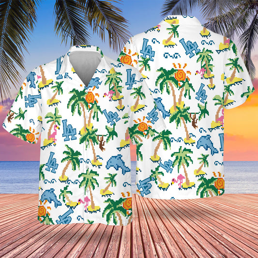 LAD Pixel Hawaiian Design Button Shirt-DTD