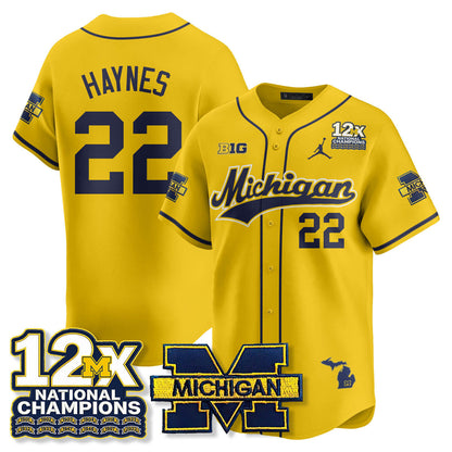 MICH 12x-Time National Champions Baseball Limited Jersey - All Stitched-DTD